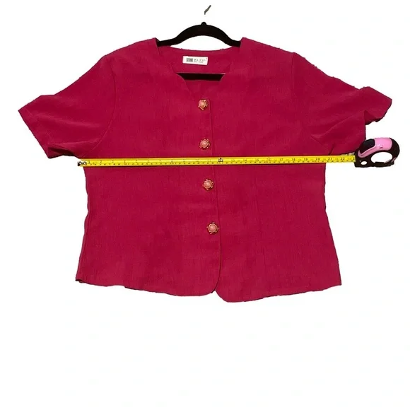 Lady’s Fashion Vintage Fushia Country Club 70s Blouse Woman’s Large - Picture 3 of 4
